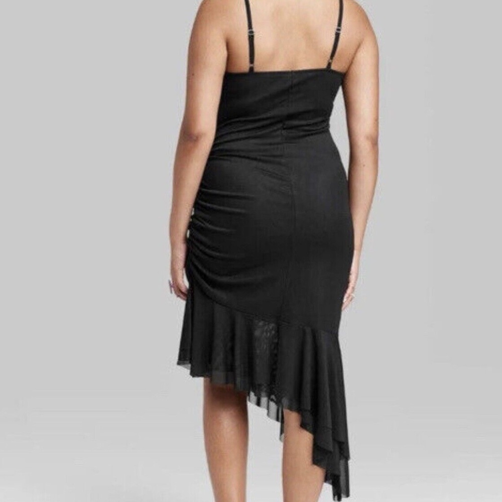 Wild Fable Womens Sleeveless Asymmetrical Black Mesh Dress